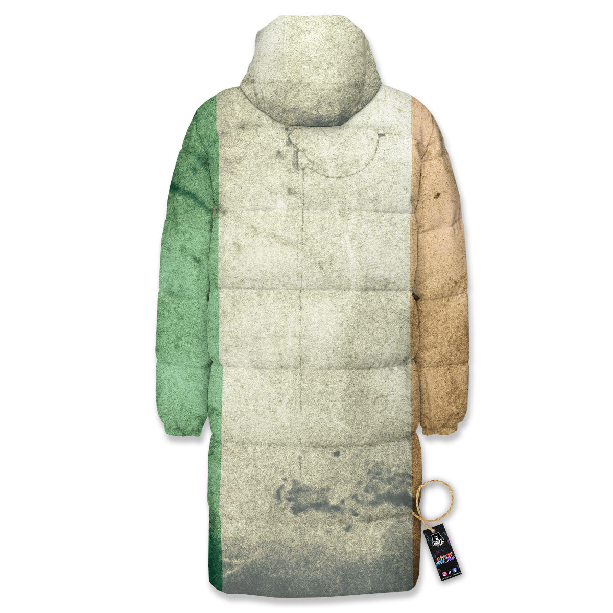 Flag Irish Print Long Down Jacket-grizzshop