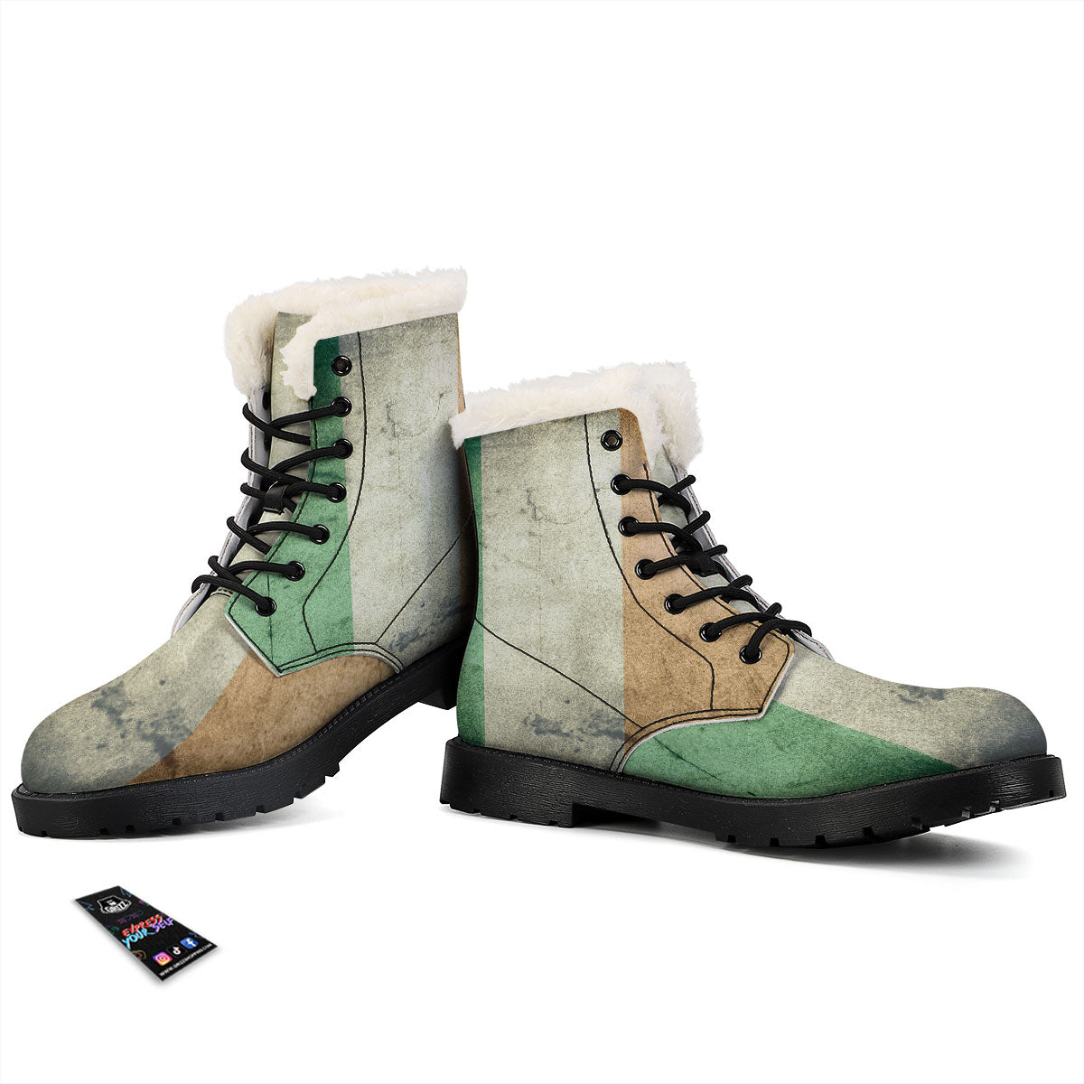 Flag Irish Print Winter Boots-grizzshop