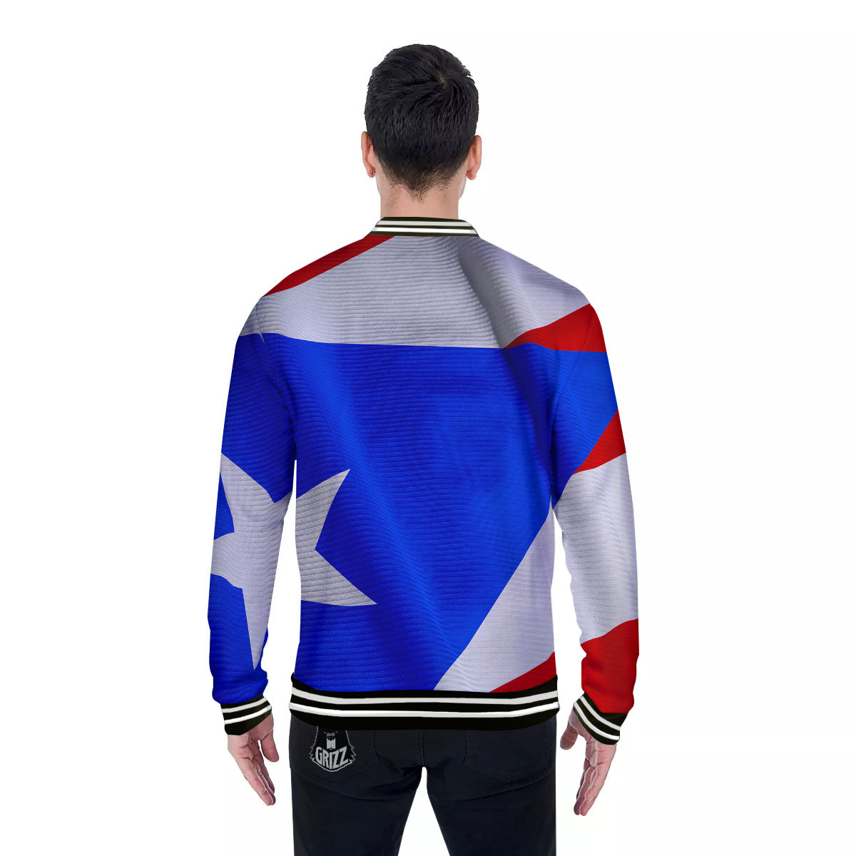 Flag Puerto Rican Print Baseball Jacket-grizzshop