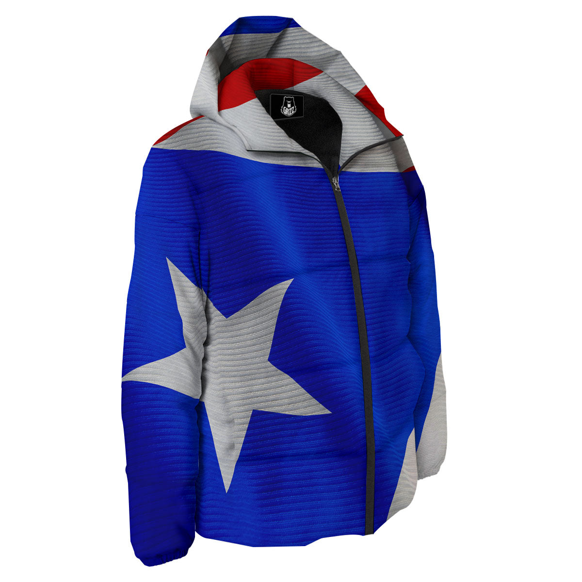 Flag Puerto Rican Print Down Jacket-grizzshop