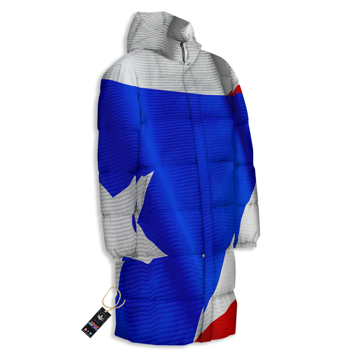Flag Puerto Rican Print Long Down Jacket-grizzshop