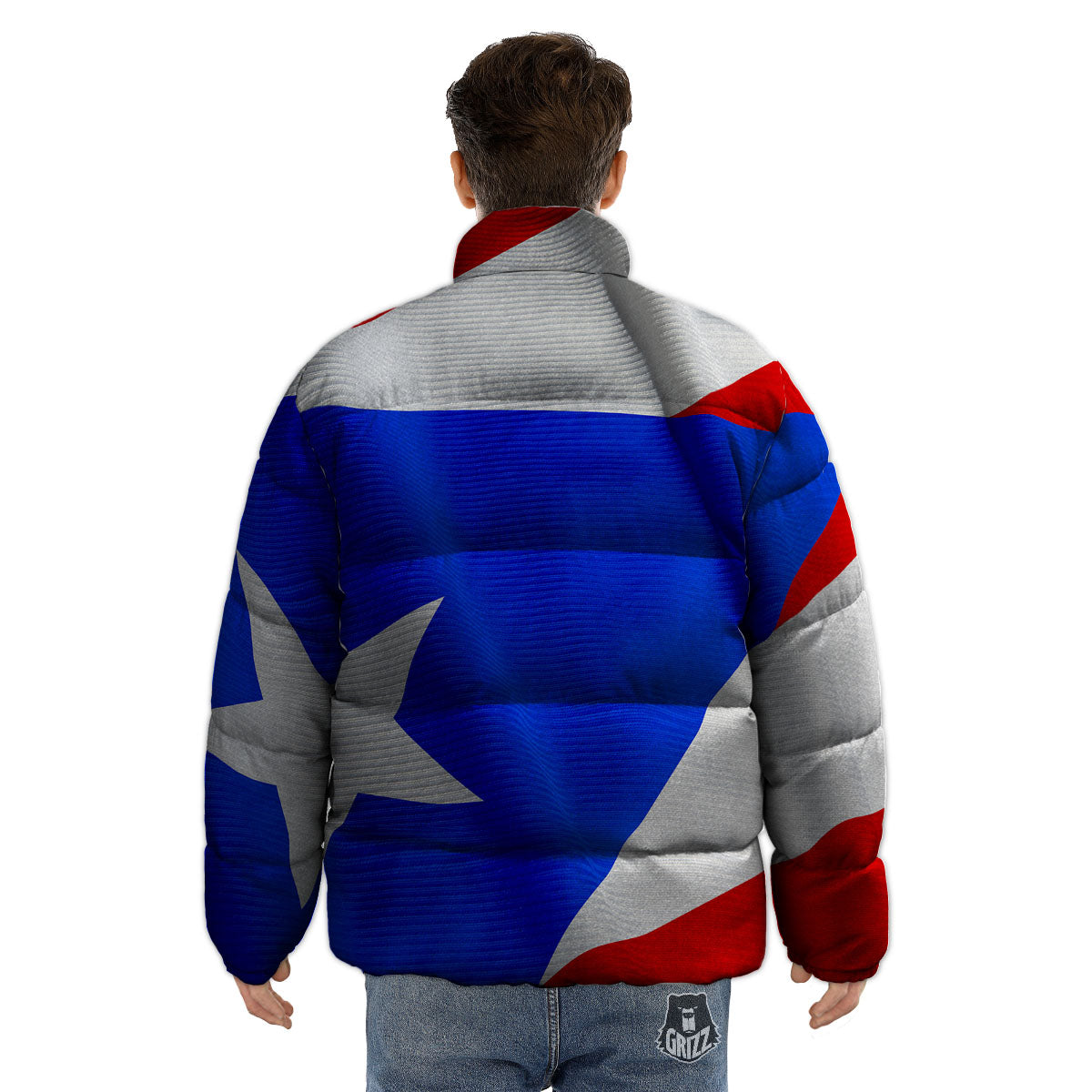 Flag Puerto Rican Print Puffer Jacket-grizzshop