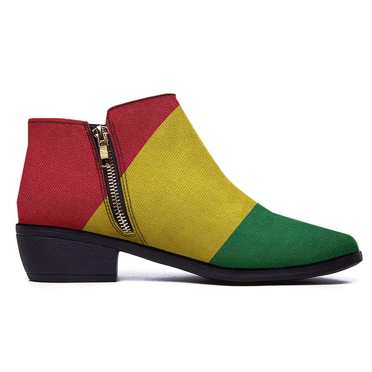 Flag Rasta Print Ankle Boots-grizzshop
