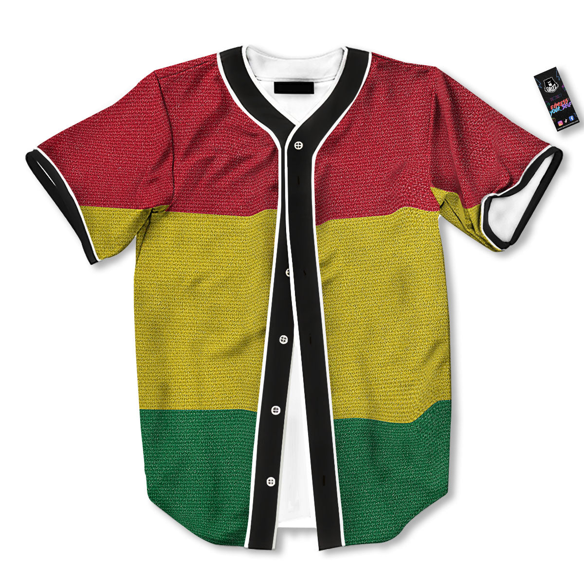 Flag Rasta Print Baseball Jersey-grizzshop