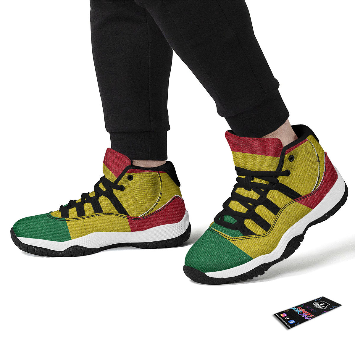 Flag Rasta Print Black Bball Shoes-grizzshop