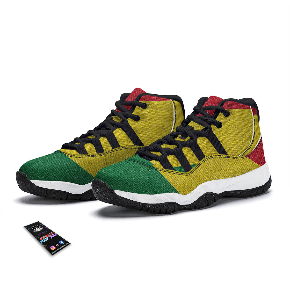 Flag Rasta Print Black Bball Shoes-grizzshop