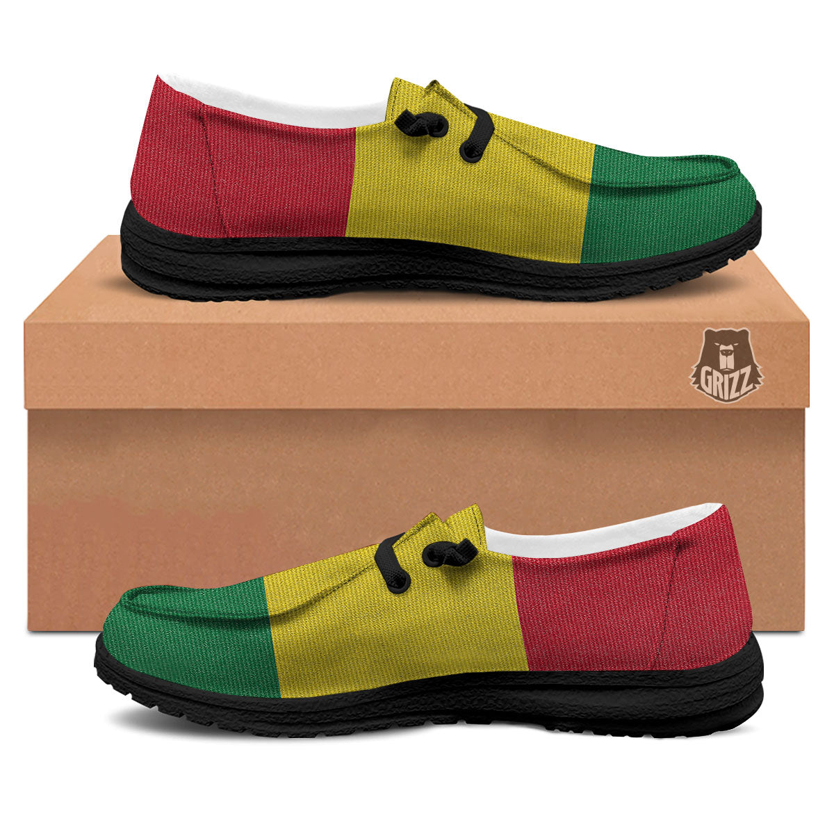 Flag Rasta Print Black Loafers-grizzshop