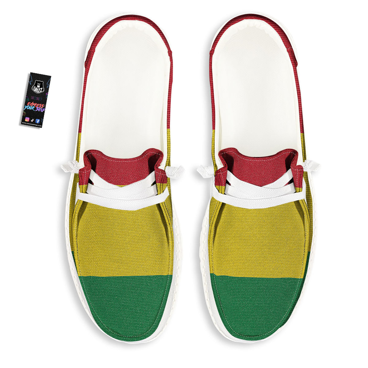Flag Rasta Print Black Loafers-grizzshop