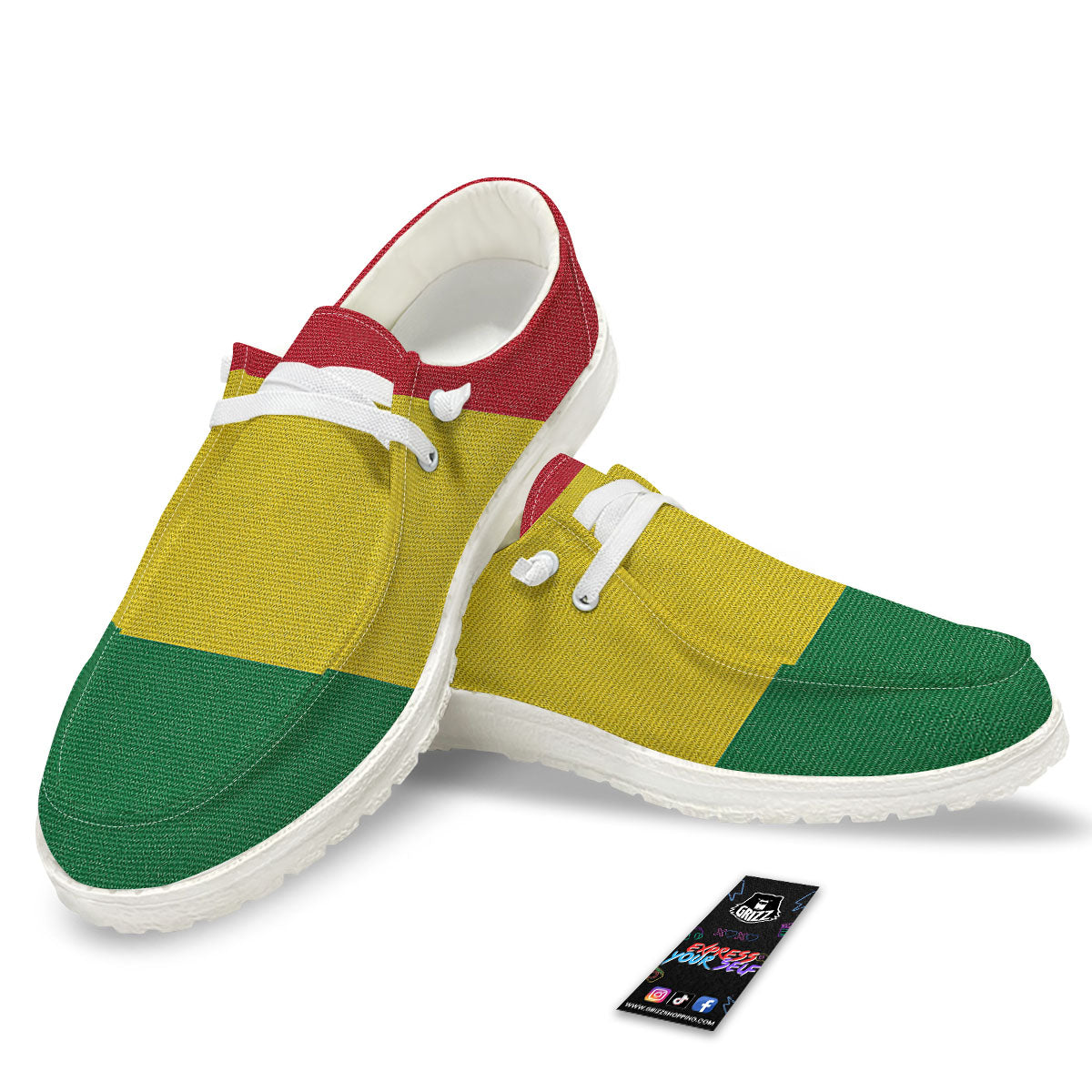 Flag Rasta Print Black Loafers-grizzshop