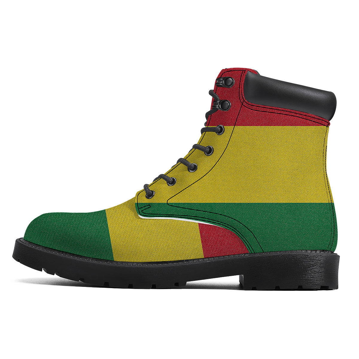 Flag Rasta Print Boots-grizzshop