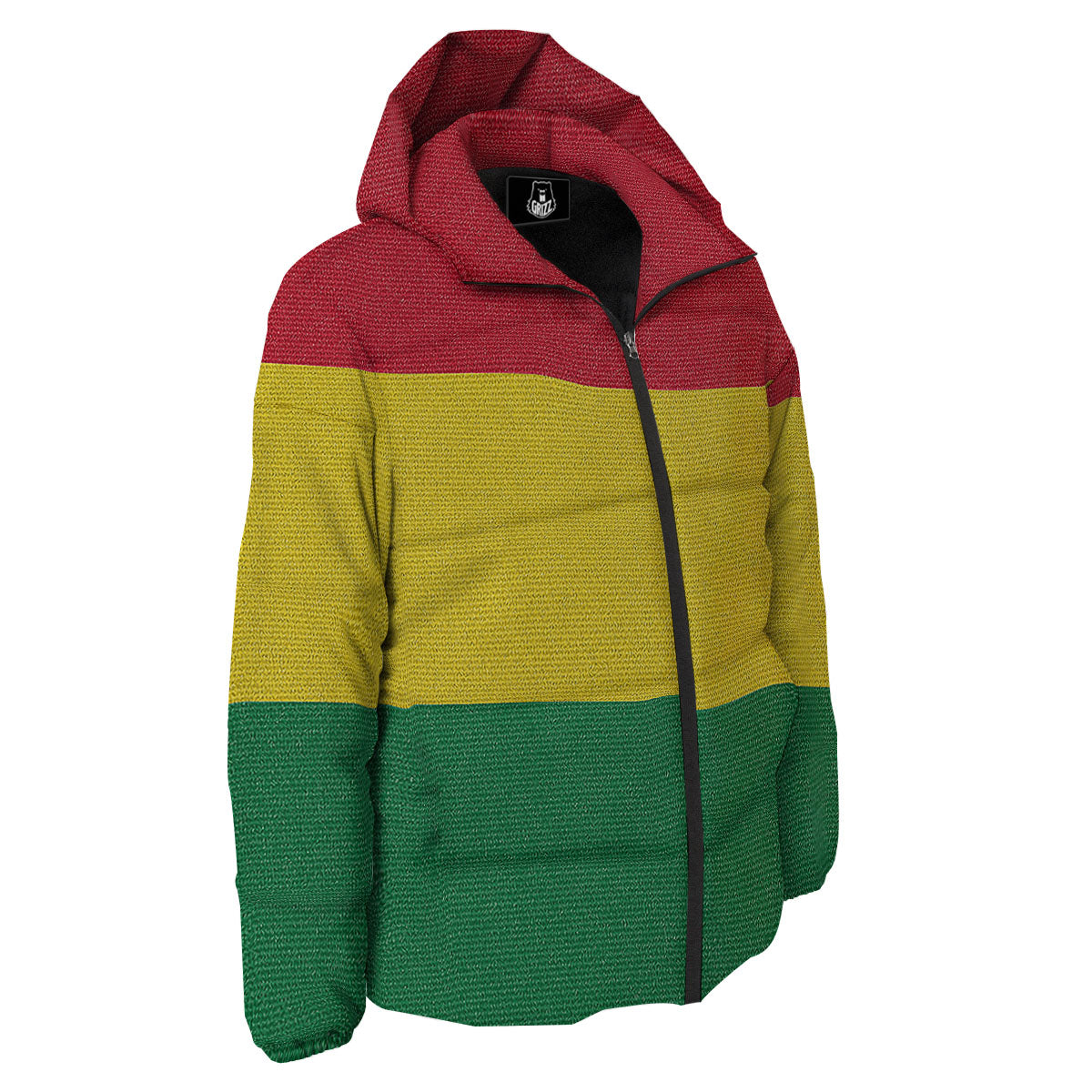 Flag Rasta Print Down Jacket-grizzshop