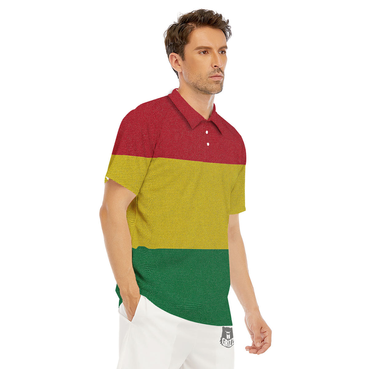 Flag Rasta Print Men's Golf Shirts-grizzshop