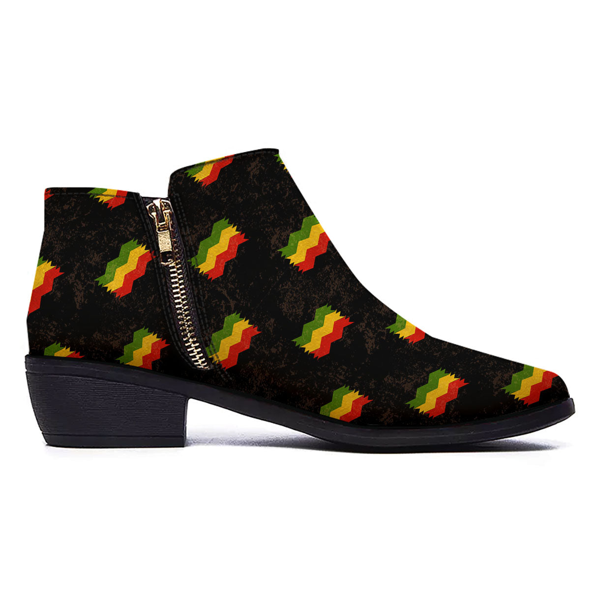 Flag Rasta Print Pattern Ankle Boots-grizzshop