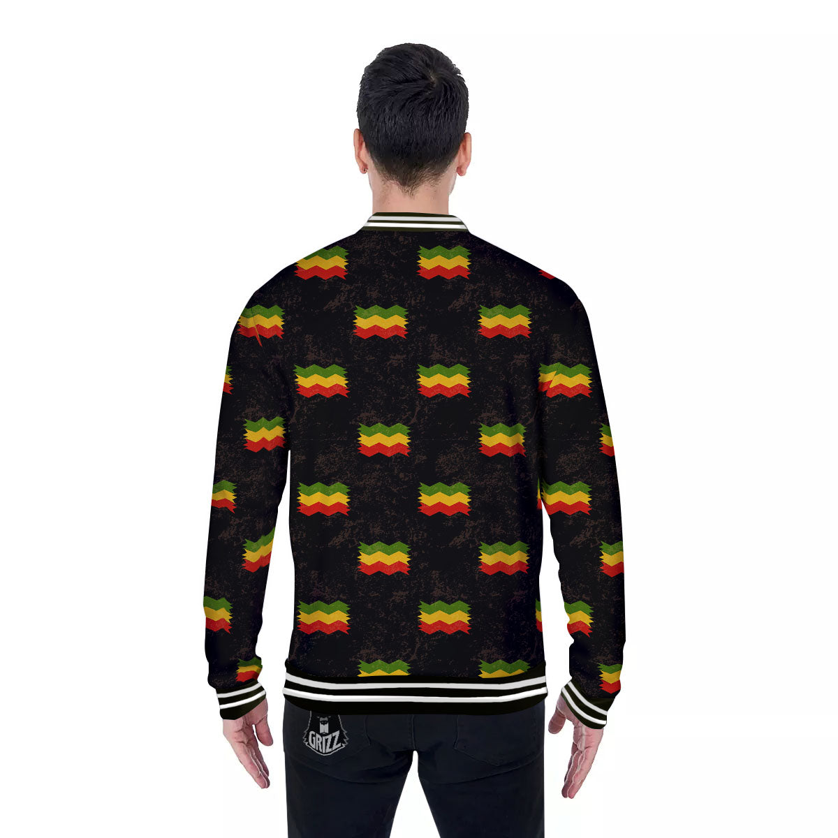 Flag Rasta Print Pattern Baseball Jacket-grizzshop