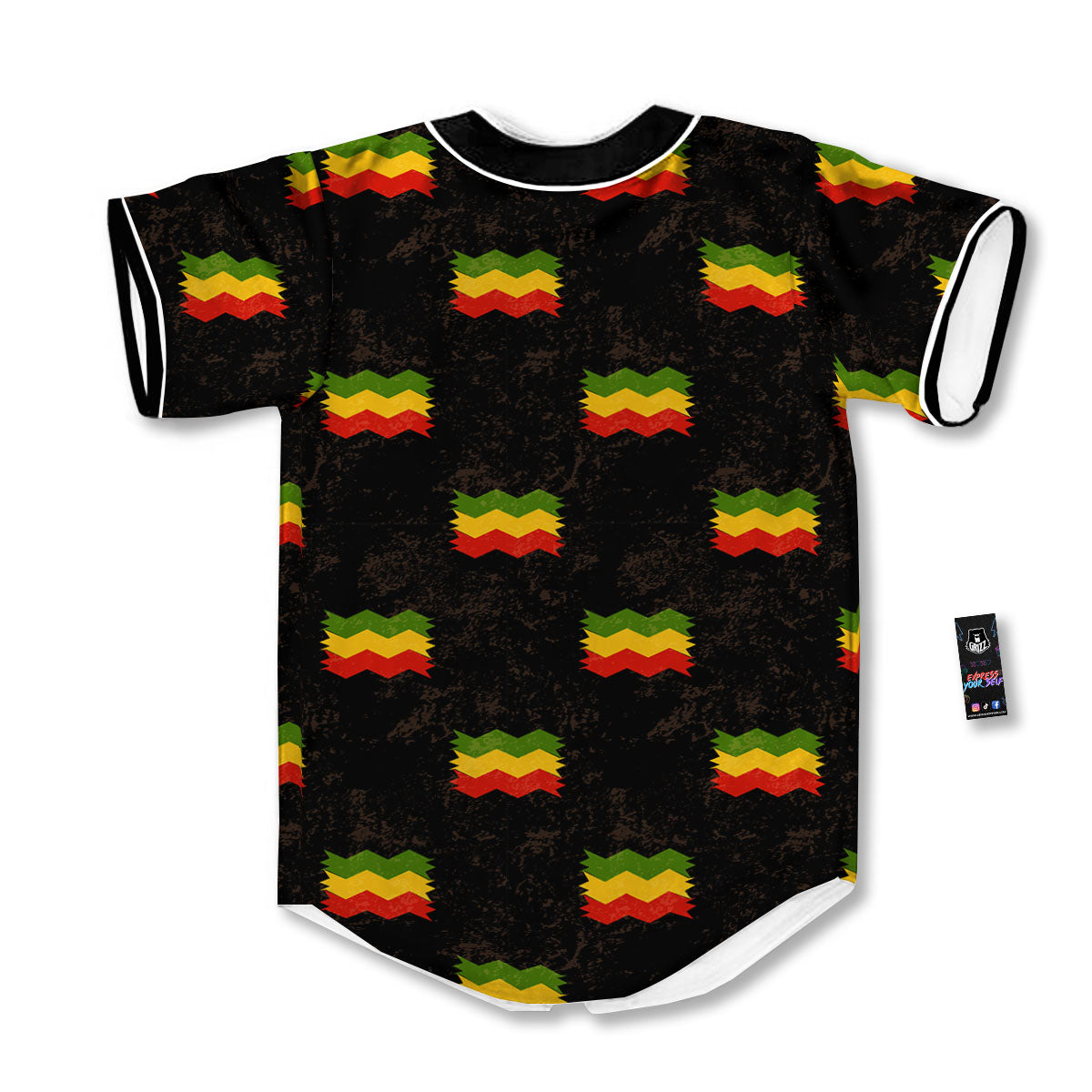 Flag Rasta Print Pattern Baseball Jersey-grizzshop