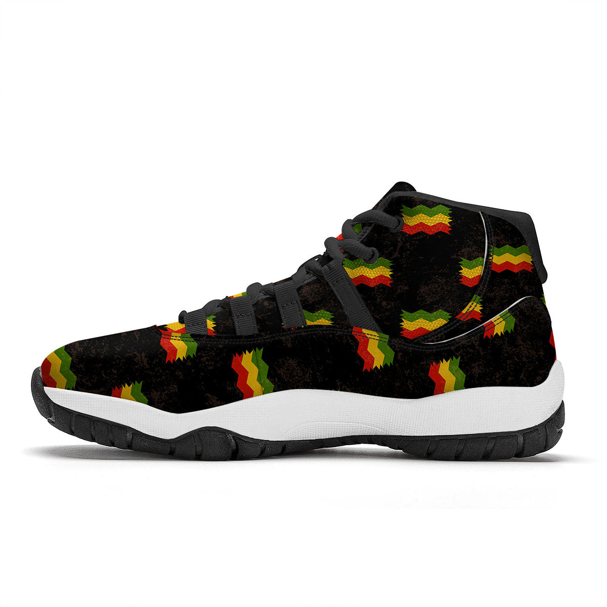 Flag Rasta Print Pattern Black Bball Shoes-grizzshop