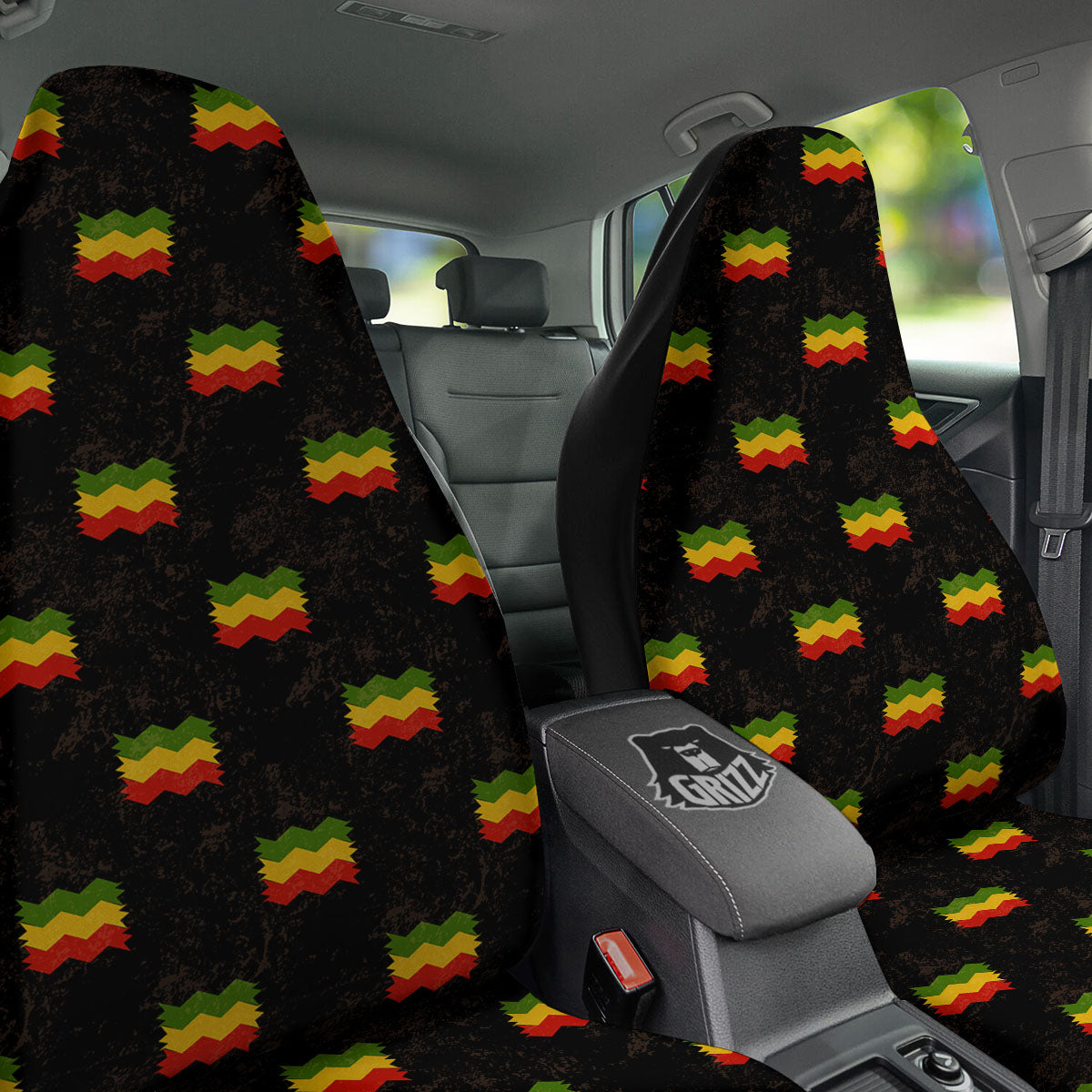 Flag Rasta Print Pattern Car Seat Covers-grizzshop