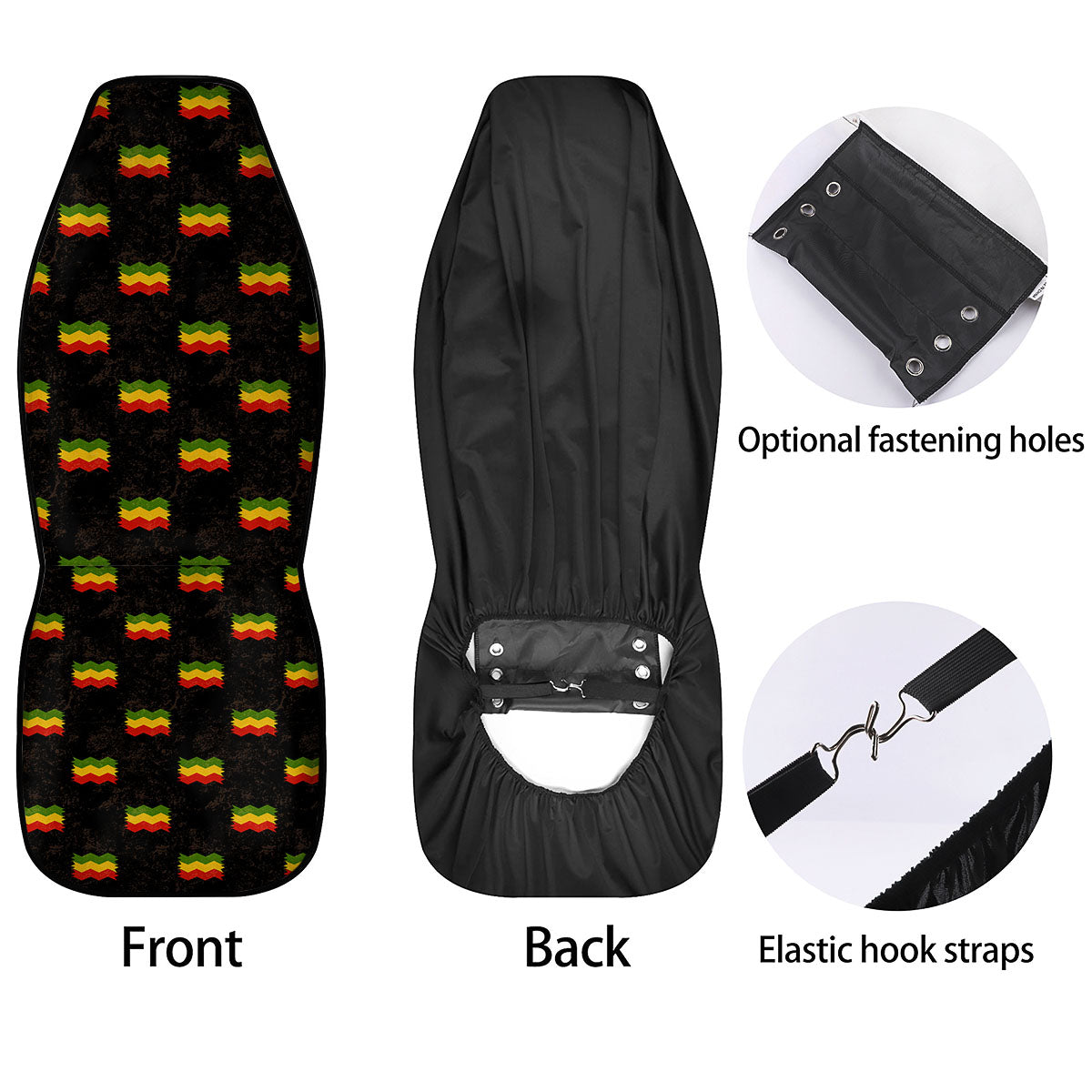 Flag Rasta Print Pattern Car Seat Covers-grizzshop