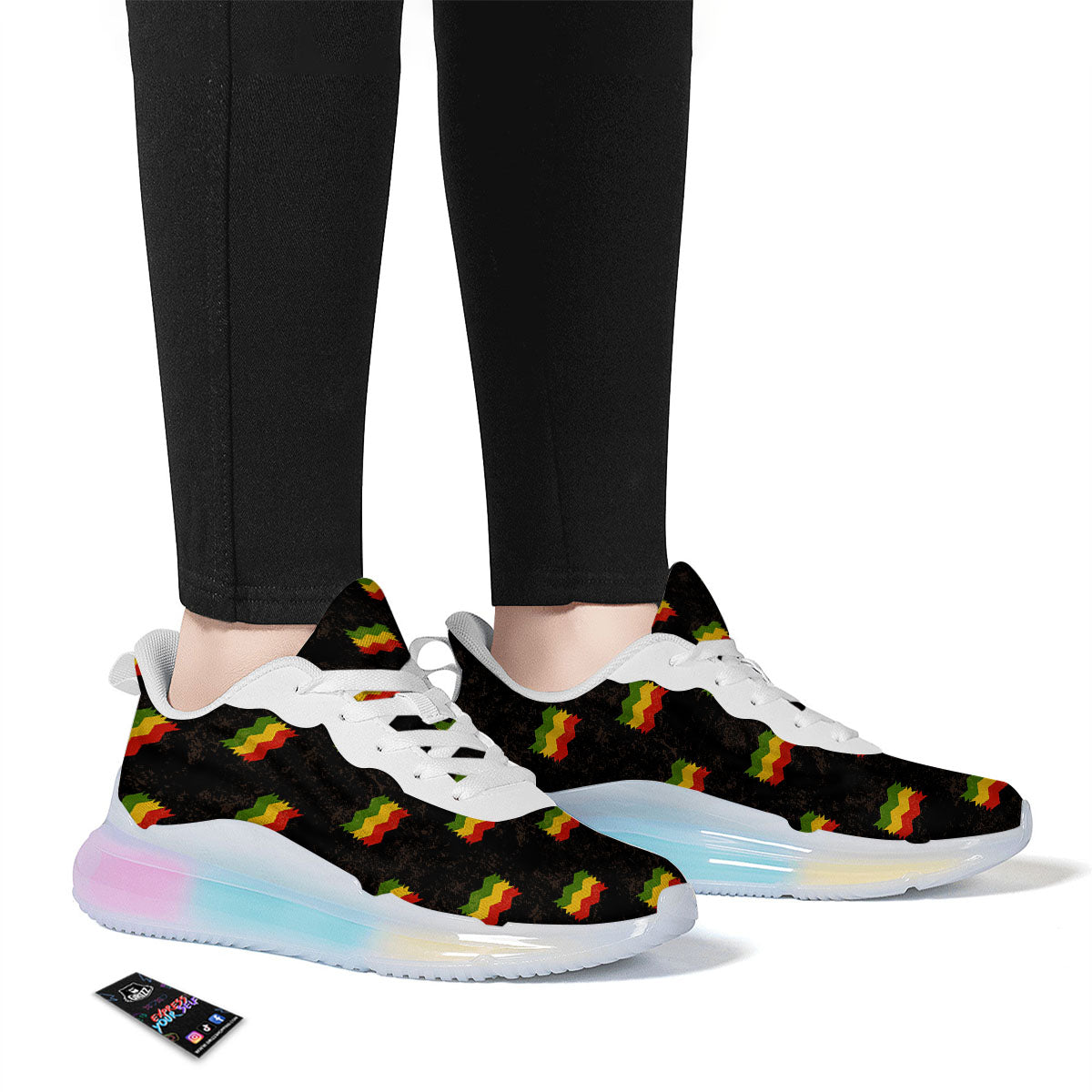 Flag Rasta Print Pattern Running Sneakers-grizzshop