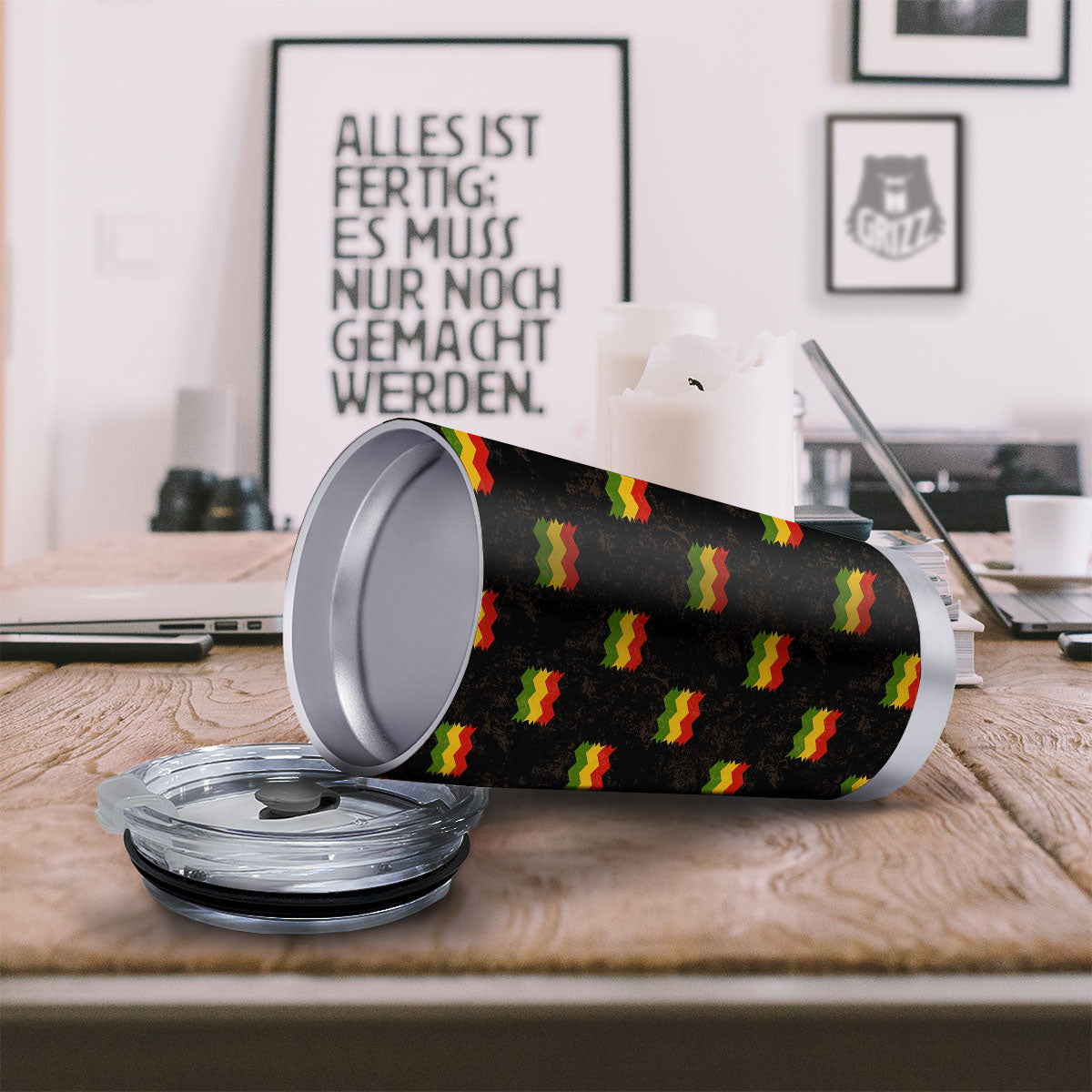 Flag Rasta Print Pattern Tumbler-grizzshop