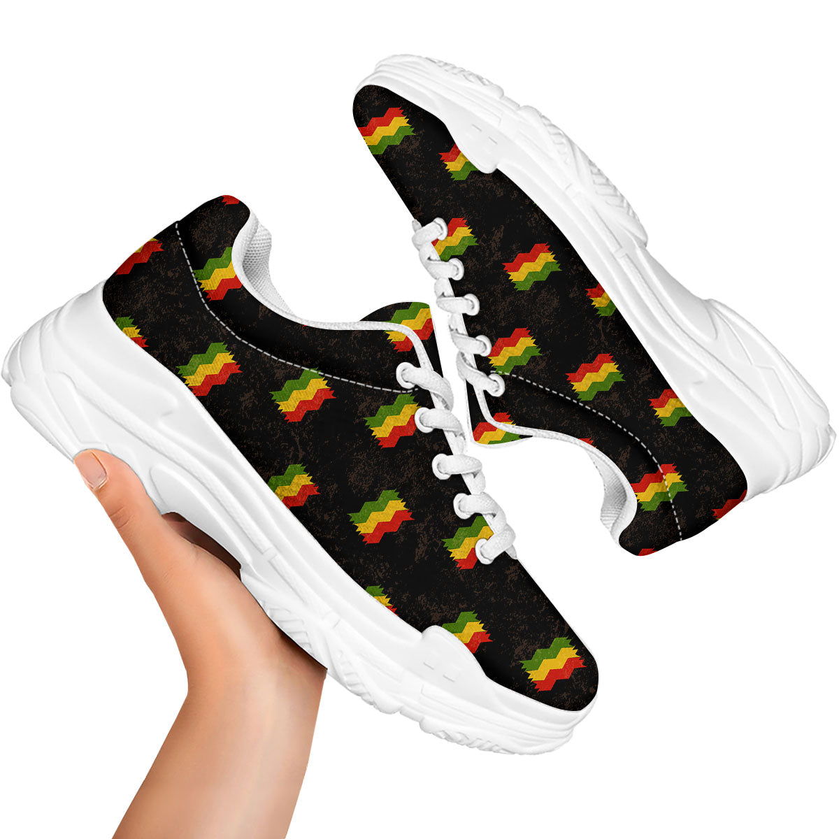 Flag Rasta Print Pattern White Chunky Shoes-grizzshop