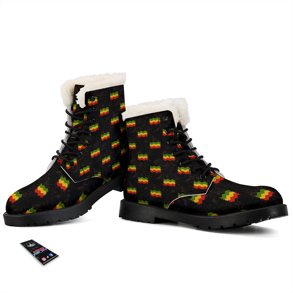 Flag Rasta Print Pattern Winter Boots-grizzshop