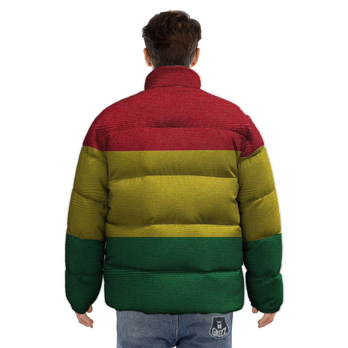 Flag Rasta Print Puffer Jacket-grizzshop