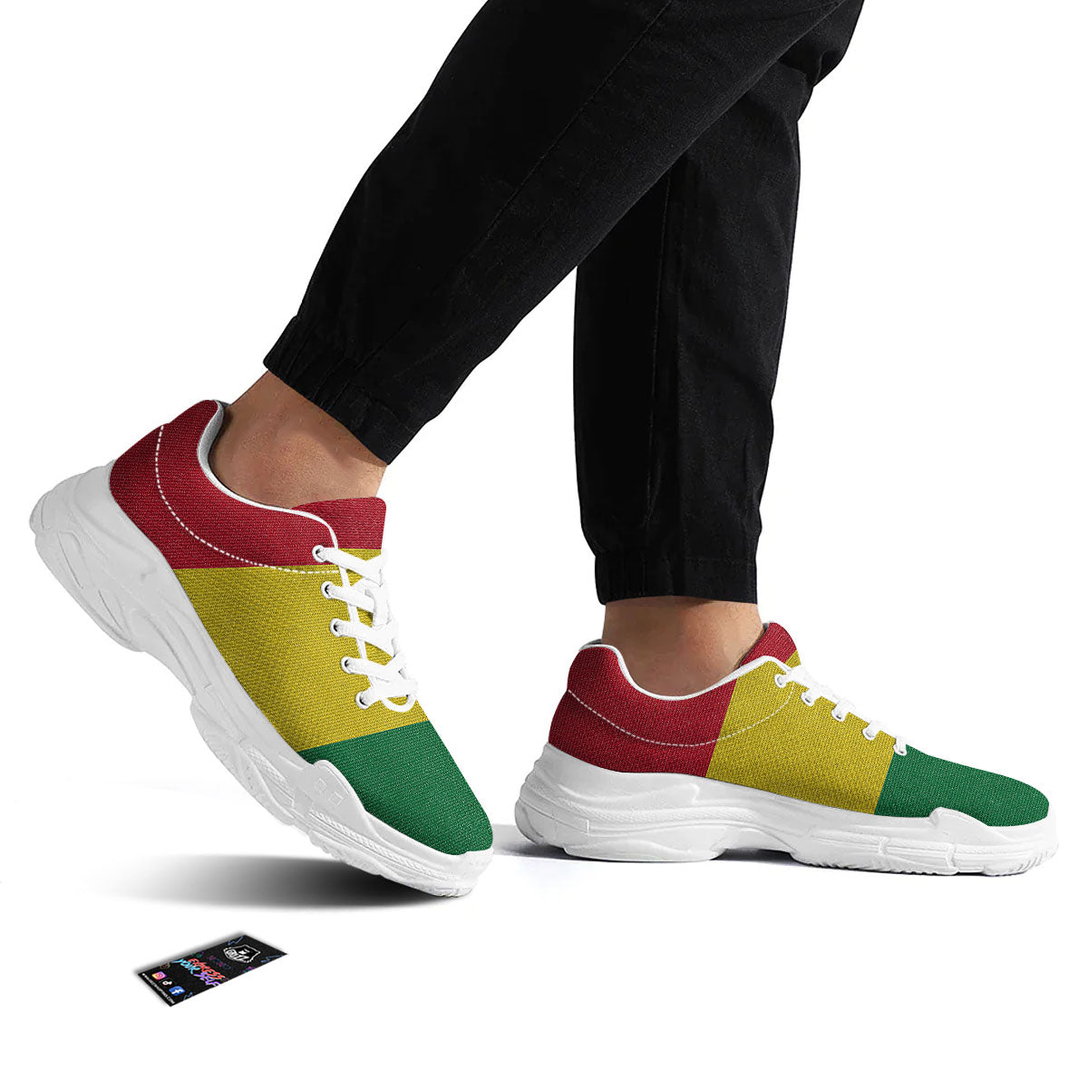 Flag Rasta Print White Chunky Shoes-grizzshop