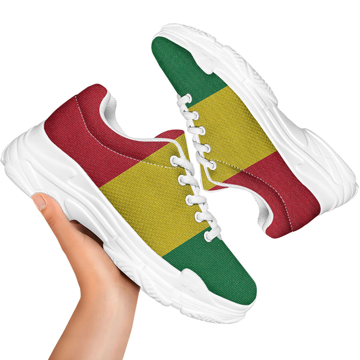 Flag Rasta Print White Chunky Shoes-grizzshop