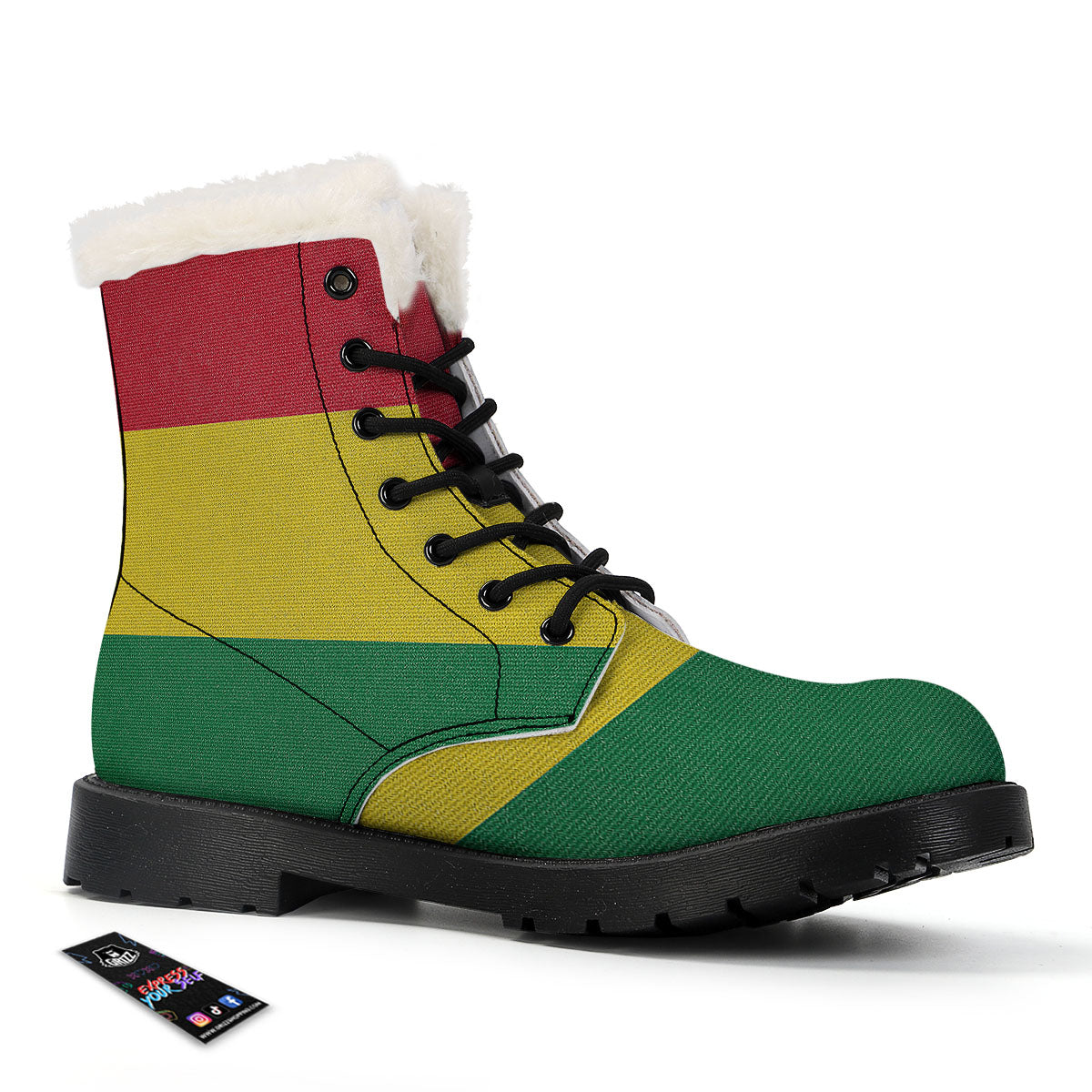 Flag Rasta Print Winter Boots-grizzshop