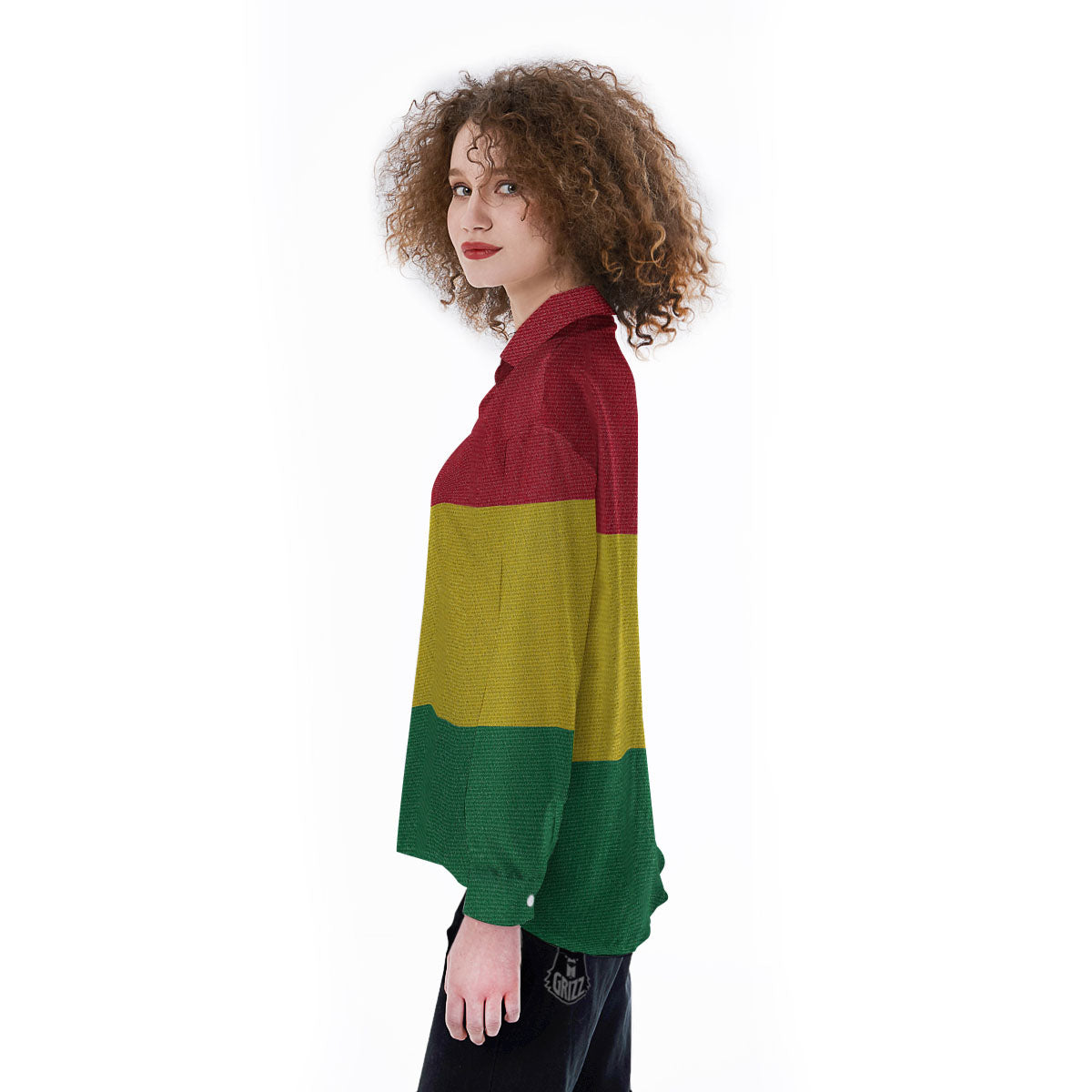 Flag Rasta Print Women's Long Sleeve Shirts-grizzshop