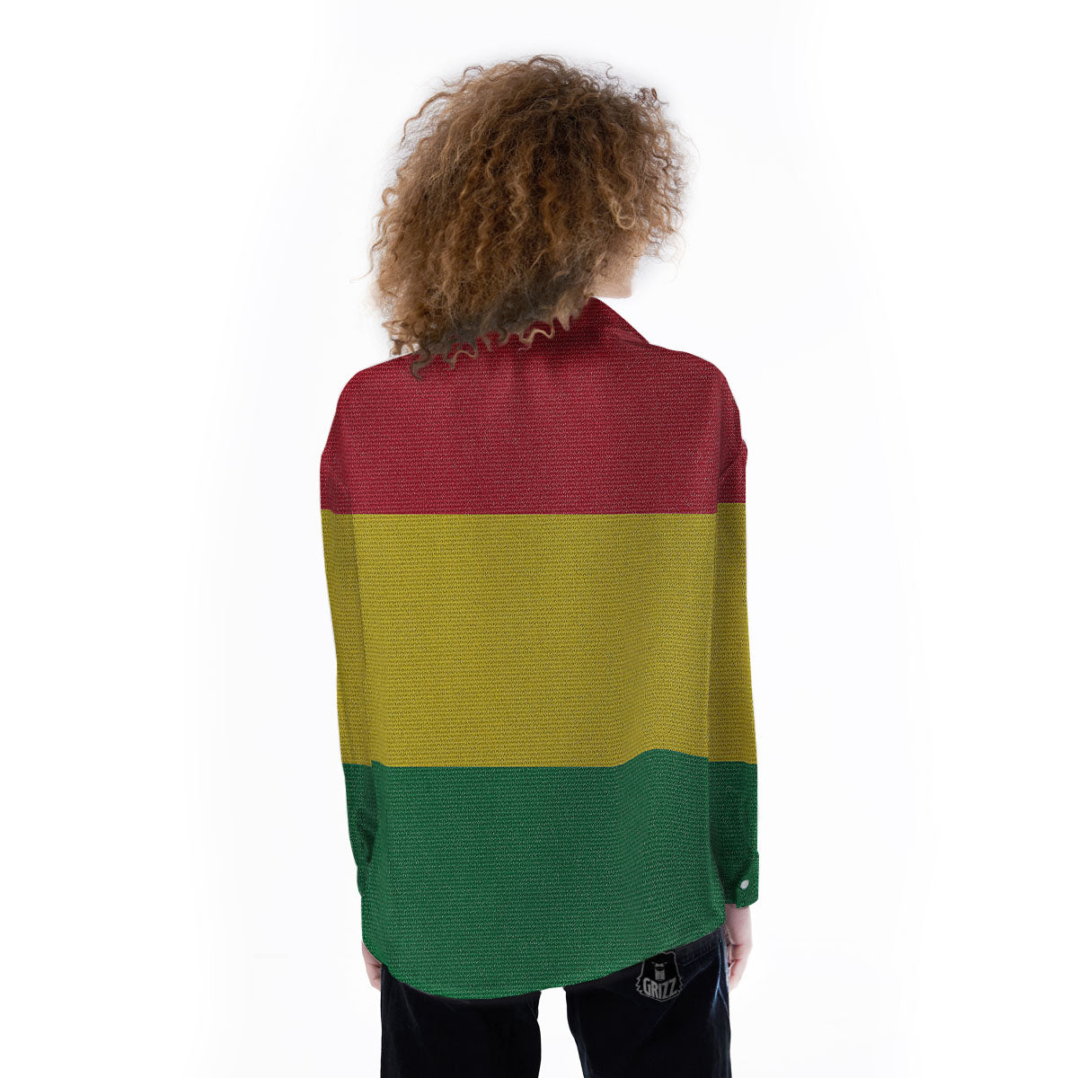 Flag Rasta Print Women's Long Sleeve Shirts-grizzshop