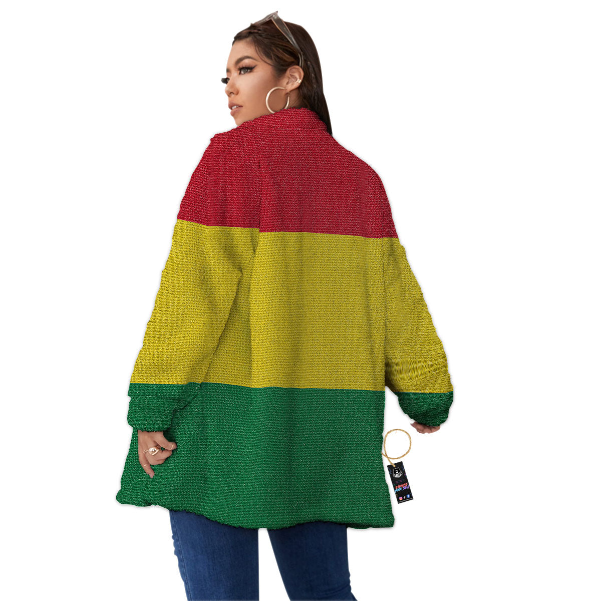 Flag Rasta Print Women's Sherpa Jacket-grizzshop