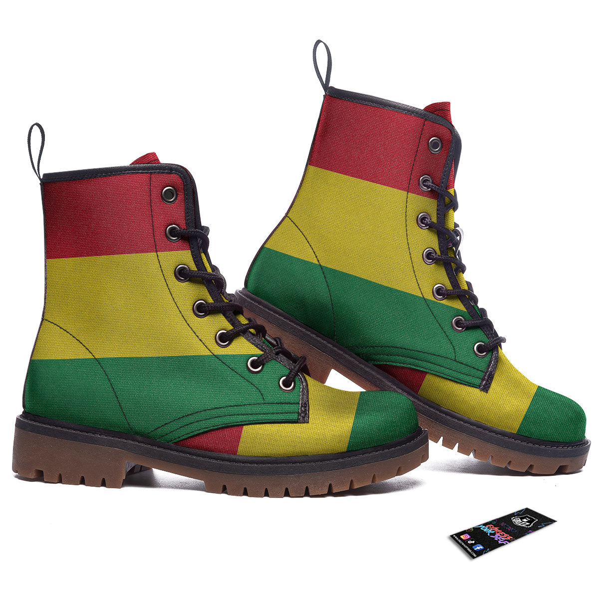 Flag Rasta Print Work Boots-grizzshop