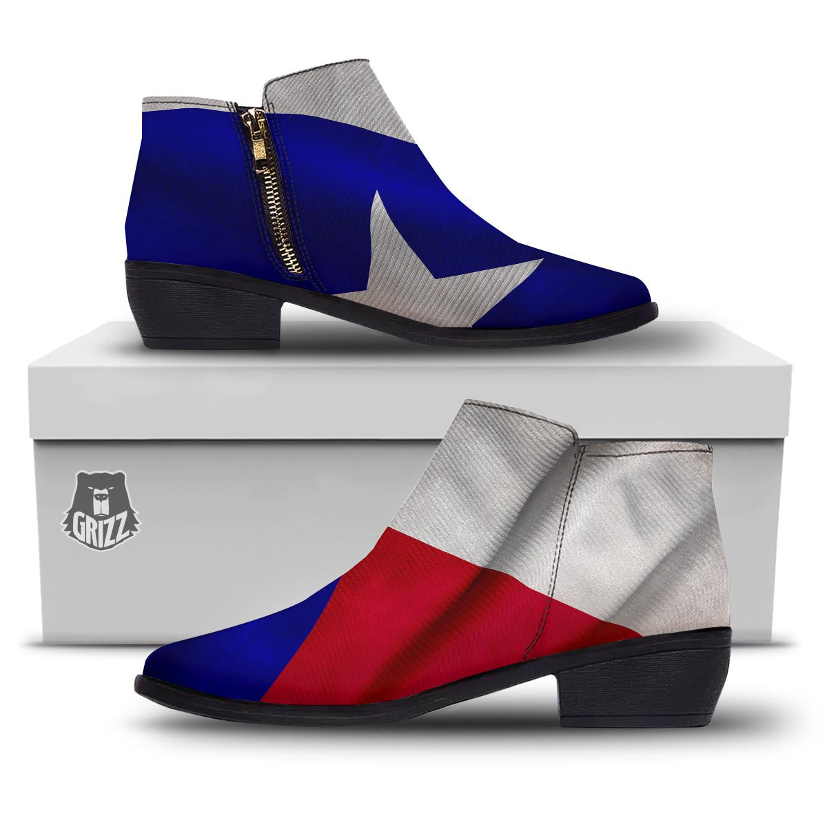 Flag Texas State Print Ankle Boots-grizzshop