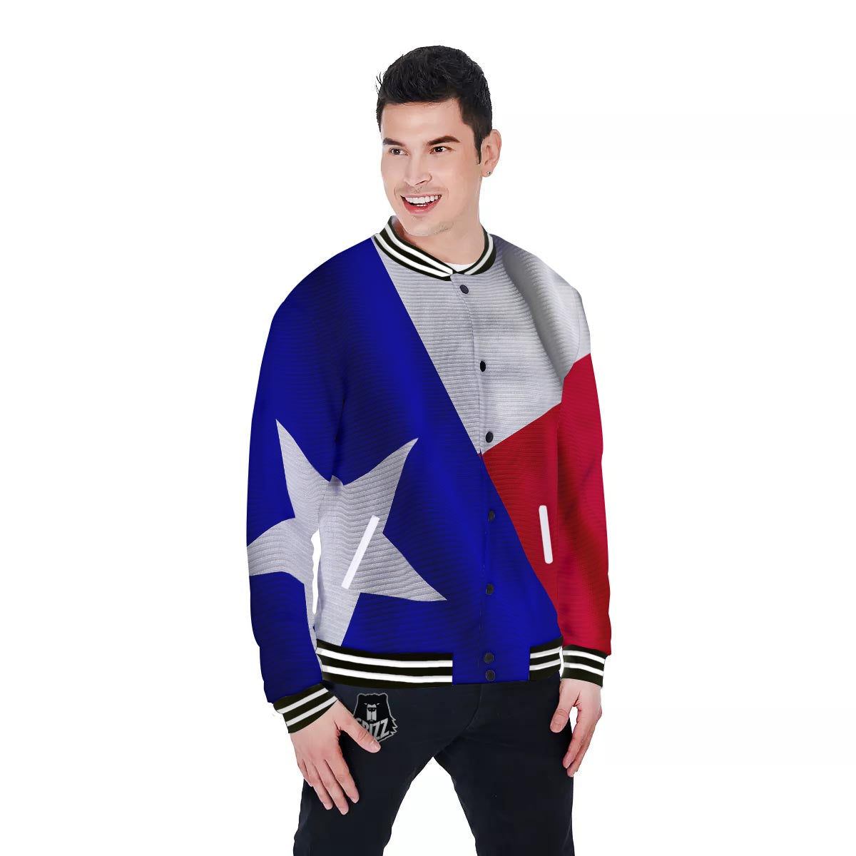 Flag Texas State Print Baseball Jacket-grizzshop