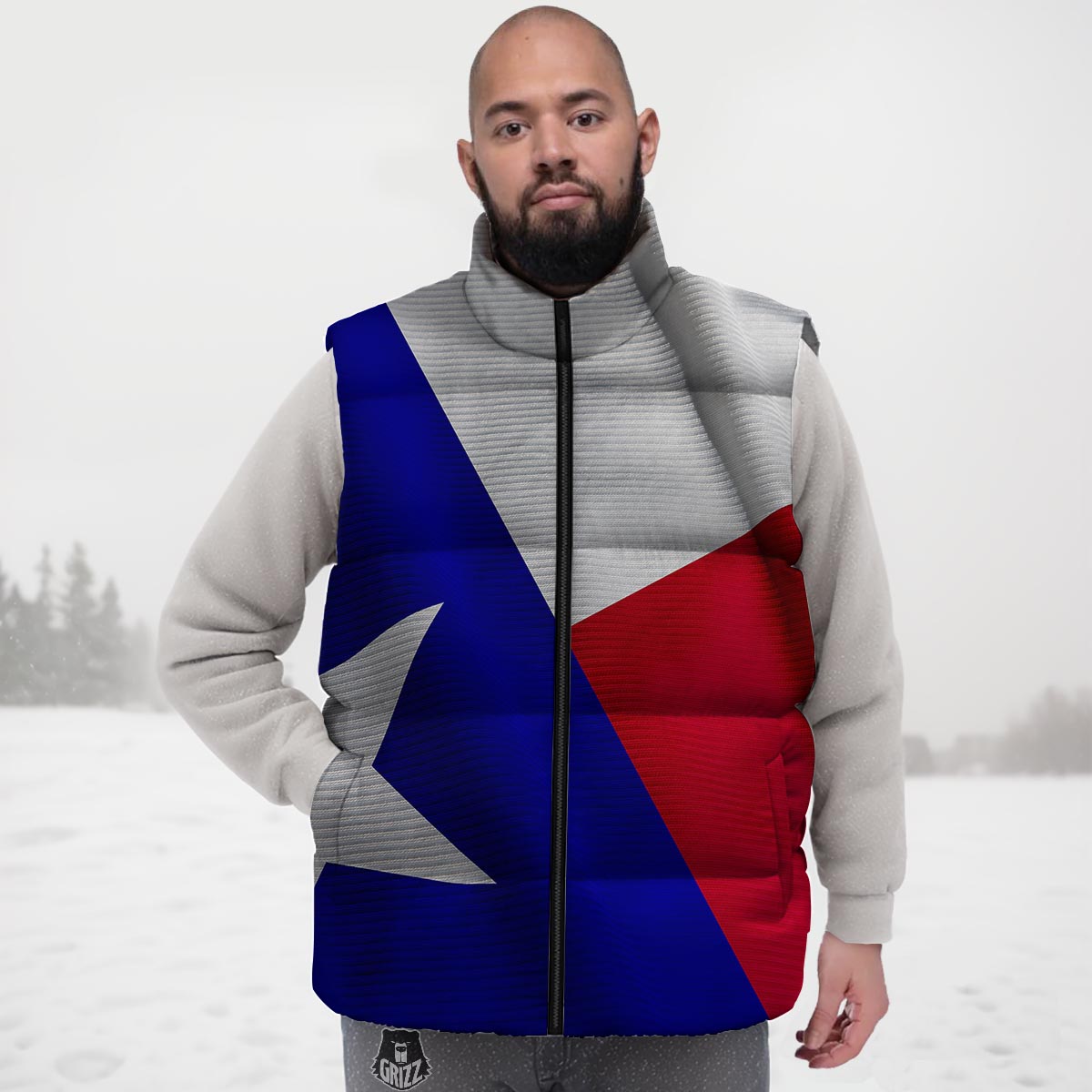 Flag Texas State Print Down Vest-grizzshop