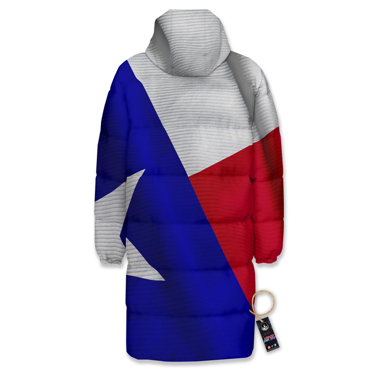 Flag Texas State Print Long Down Jacket-grizzshop