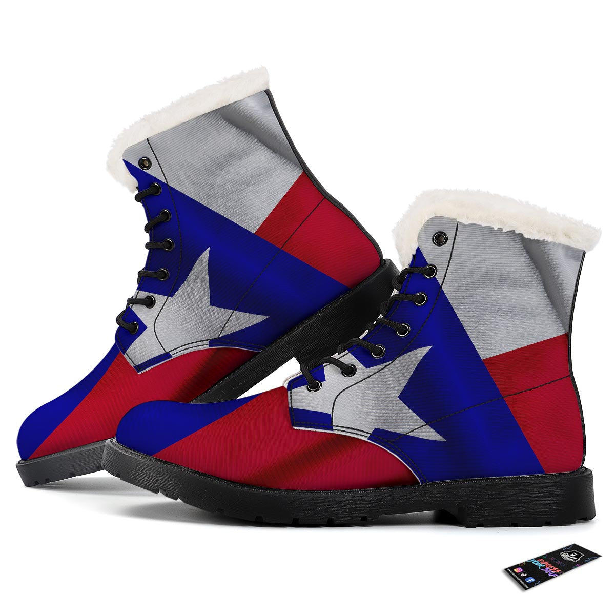 Flag Texas State Print Winter Boots-grizzshop