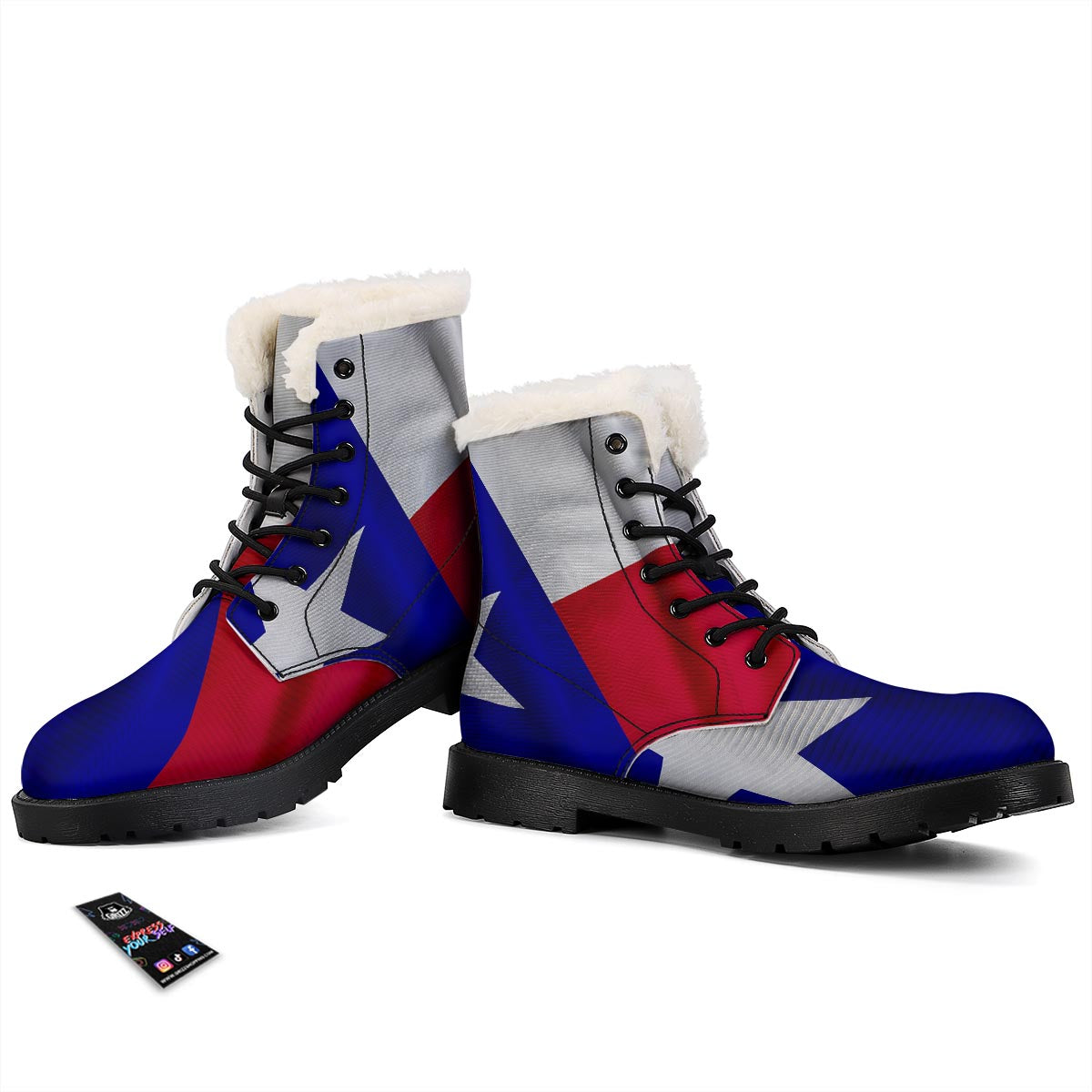 Flag Texas State Print Winter Boots-grizzshop