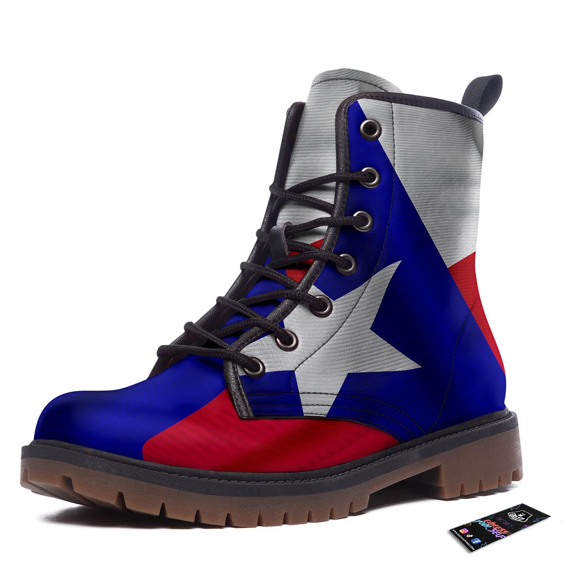 Flag Texas State Print Work Boots-grizzshop