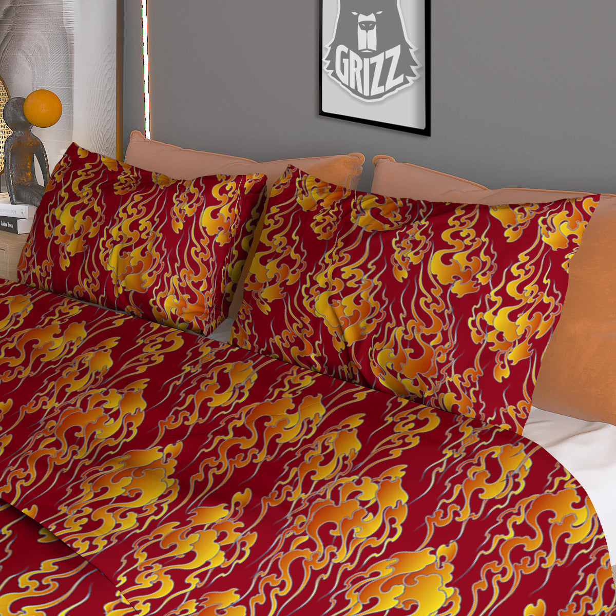 Flower Geometric Dot Print Pattern Duvet Cover Bedding Set