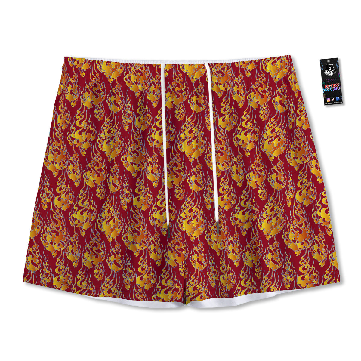 Flower Geometric Dot Print Pattern Mesh Shorts