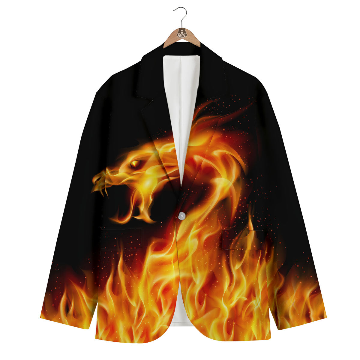 Flame Dragon Men's Blazer-grizzshop