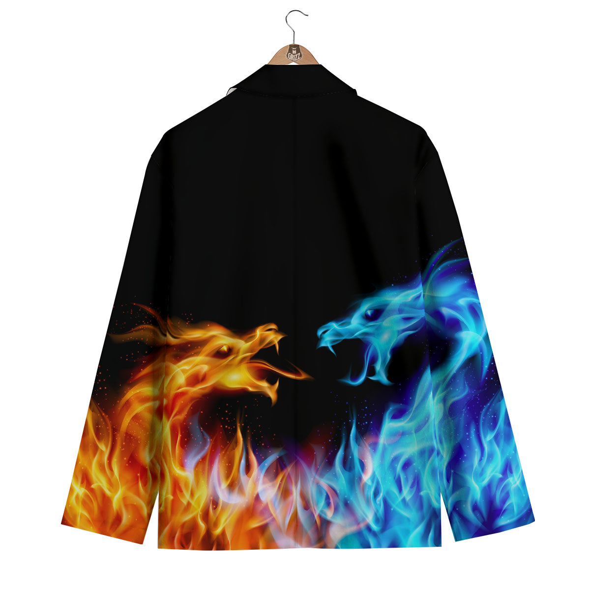 Flame Dragon War Men's Blazer-grizzshop