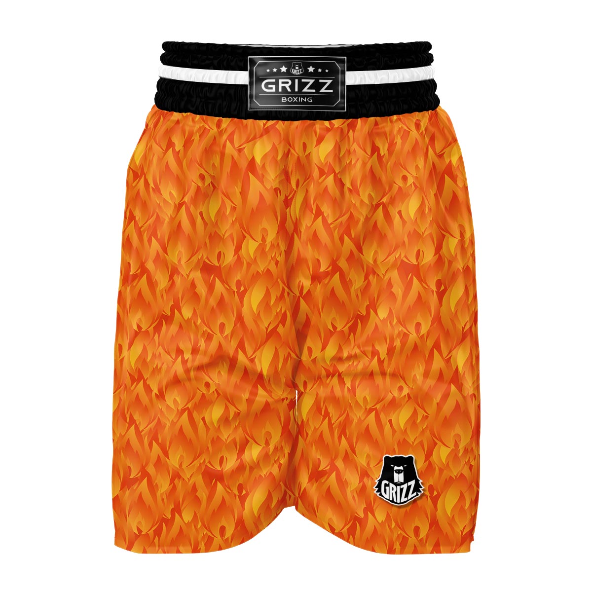 Flame Fire Pattern Print Boxing Shorts-grizzshop