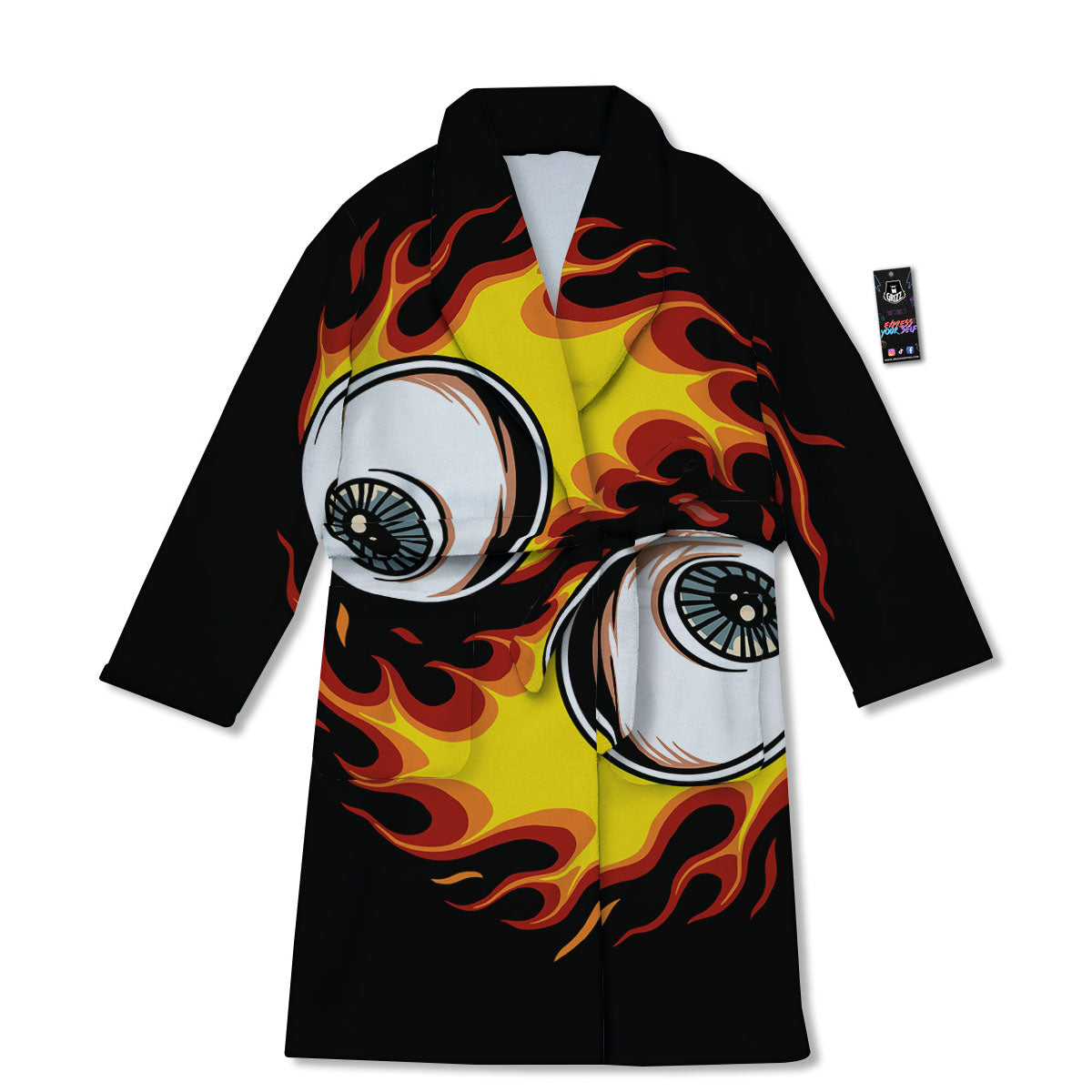 Flaming Eye Print Bathrobe-grizzshop