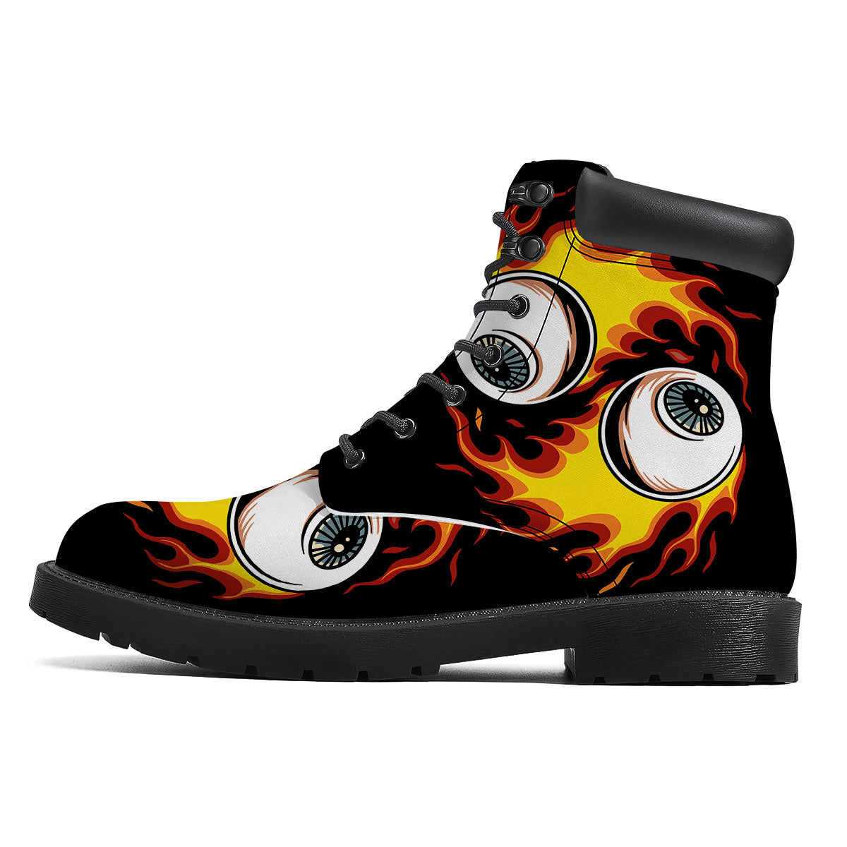 Flaming Eye Print Boots-grizzshop