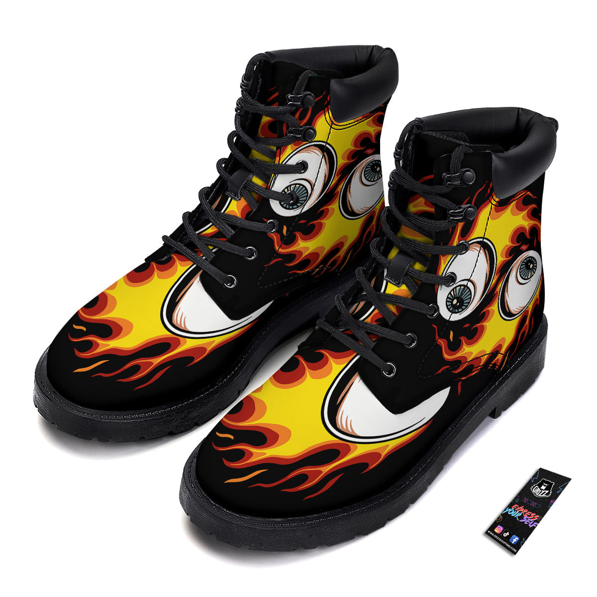 Flaming Eye Print Boots-grizzshop