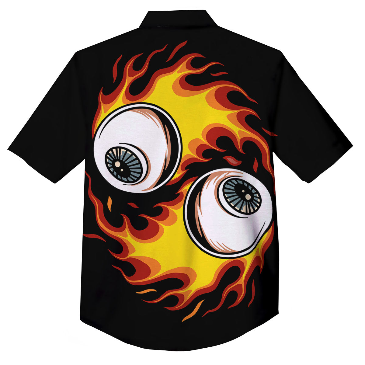 Flaming Eye Print Button Up Shirt-grizzshop